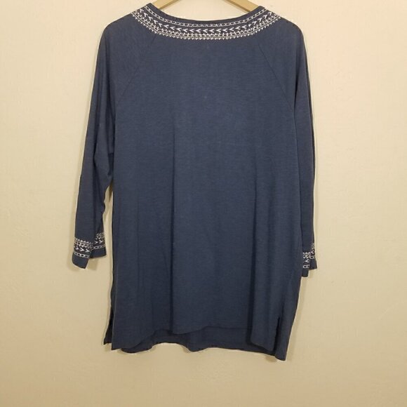 NWT Charter Club Embroidered Floral‎ Tunic Top Blue Size XL - Picture 4 of 5